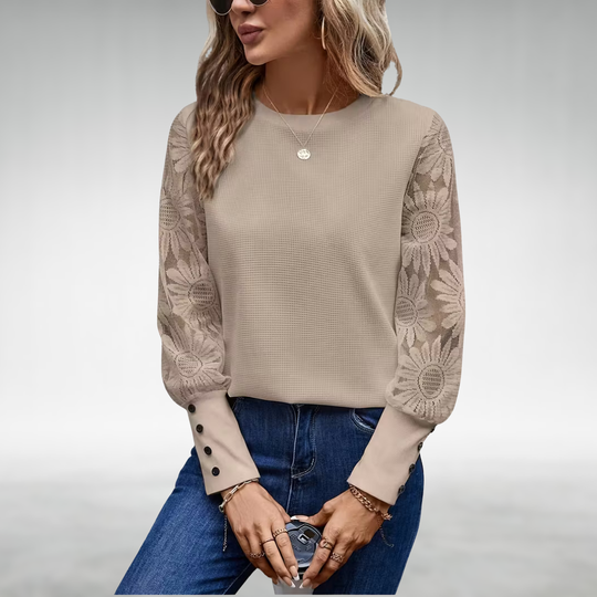 Eileen™ Elegant Lace Sleeve Knit Top