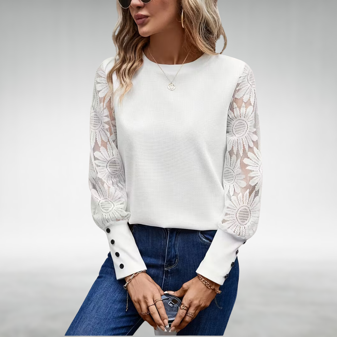 Eileen™ Elegant Lace Sleeve Knit Top