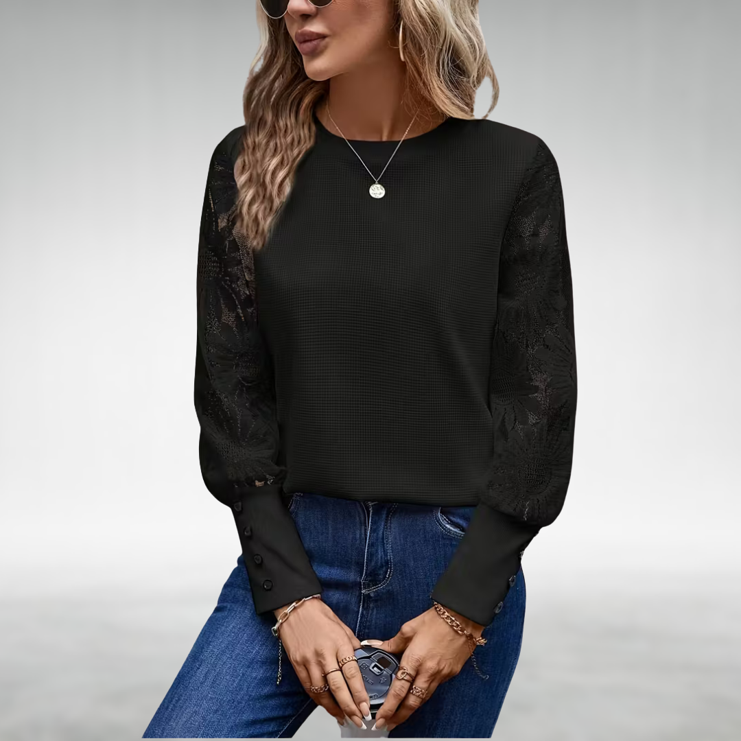 Eileen™ Elegant Lace Sleeve Knit Top
